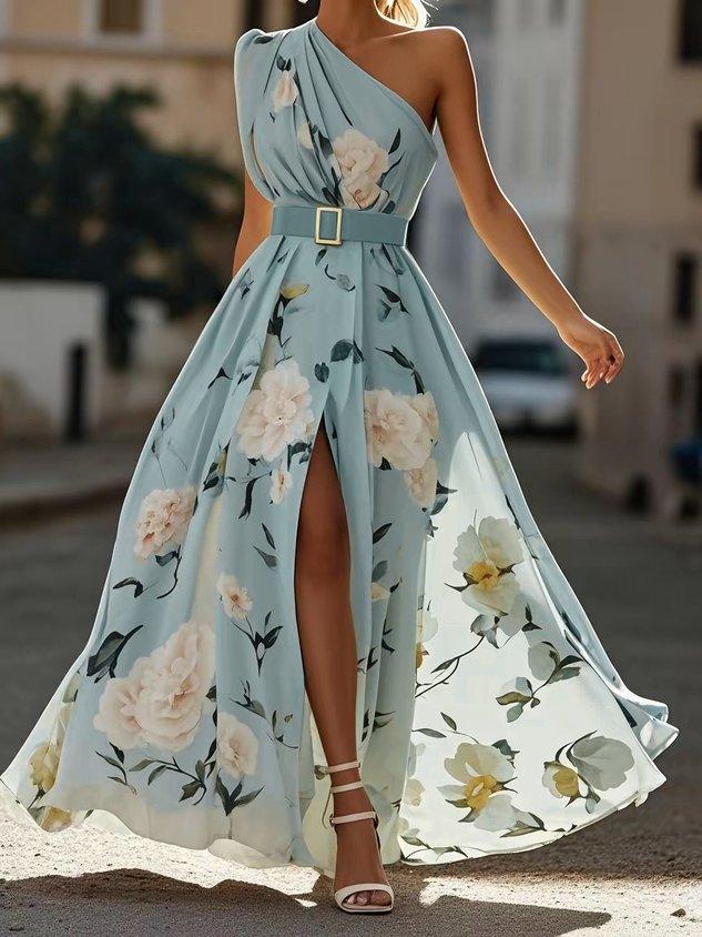Erica - Robe Maxi Fleurie Vert Clair