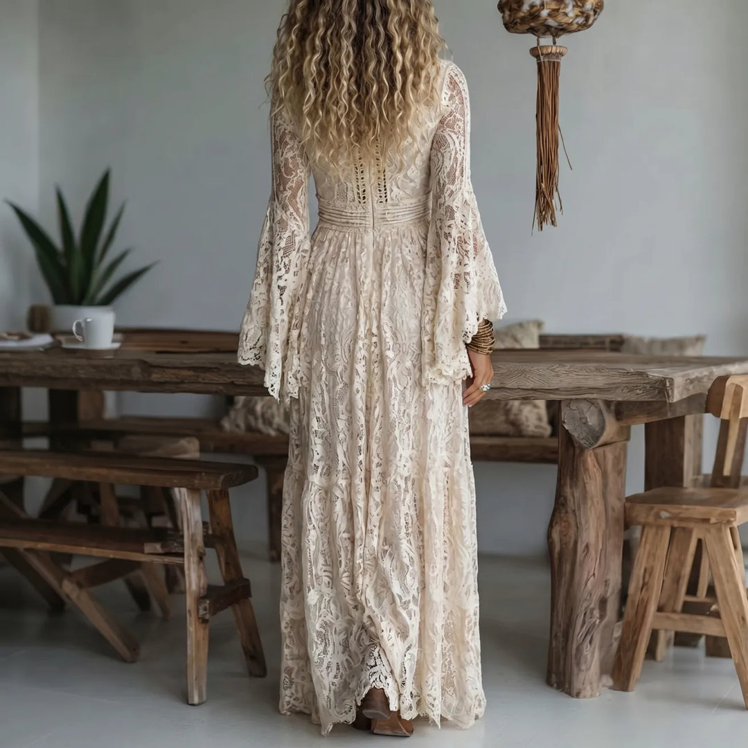 Roxanne - Robe maxi bohémienne à décolleté en V profond