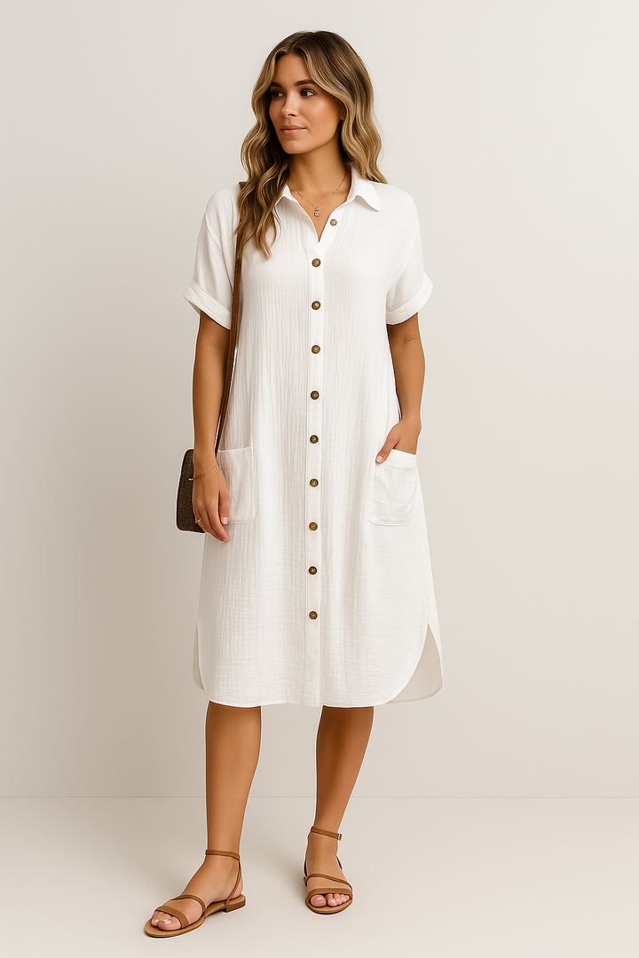 Lena - Robe polo en tissu surdimensionnée