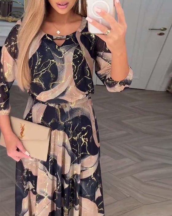 Vierra – Robe Maxi en Chiffon Imprimé Fluide