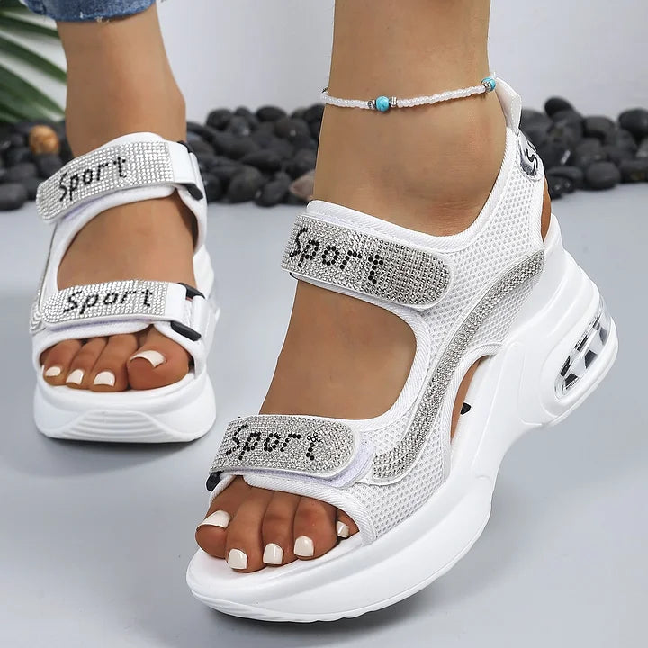 Riane - Sandales orthopédiques à plateforme avec détails en cristal