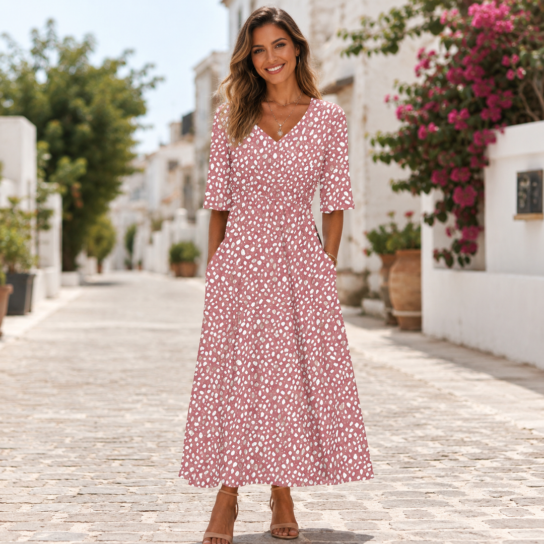 Keira - Robe Midi Élégante avec Contrôle du Ventre