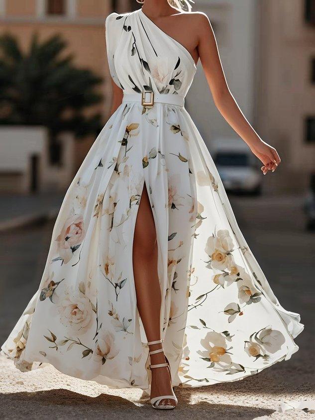 Erica - Robe Maxi Fleurie Vert Clair