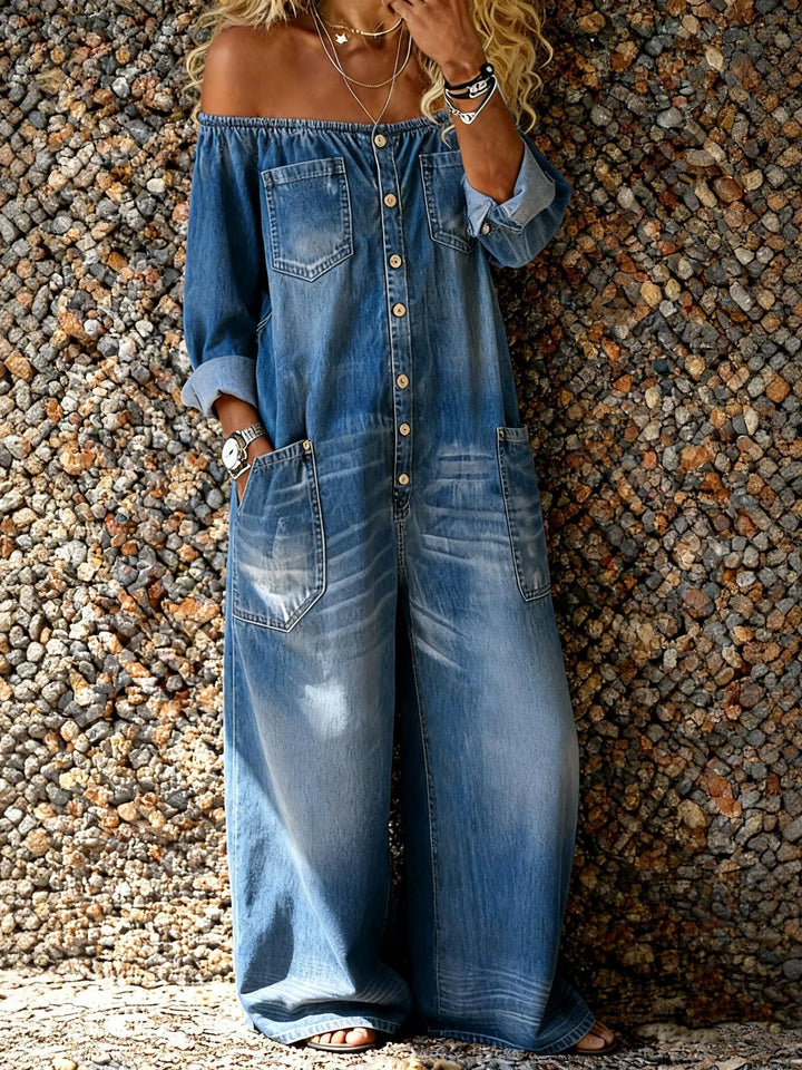 Lena – Combinaison en Jean Off-Shoulder