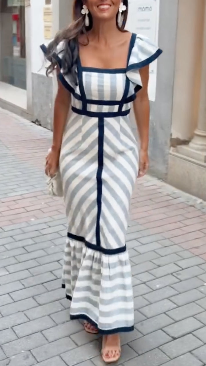 Flora - Robe Maxi Rayée Rétro Fluide