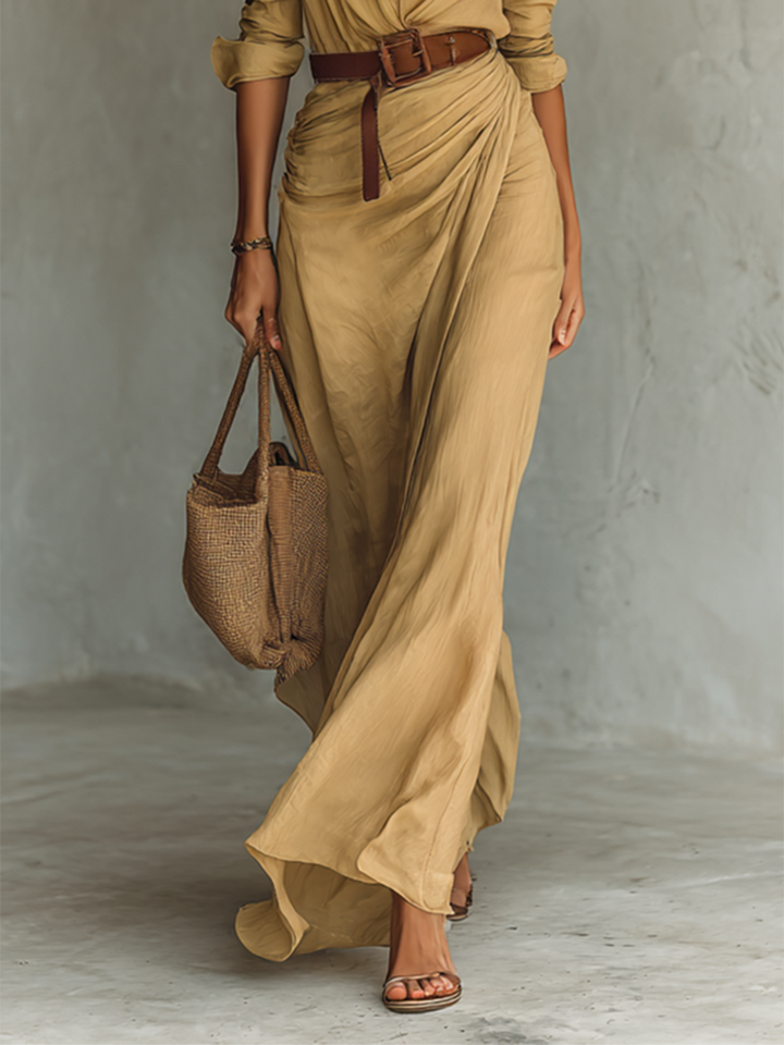 Conie – Robe Maxi Longue avec Col Revers