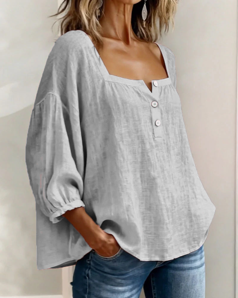 Fiona - Blouse en Coton Lin Aérée