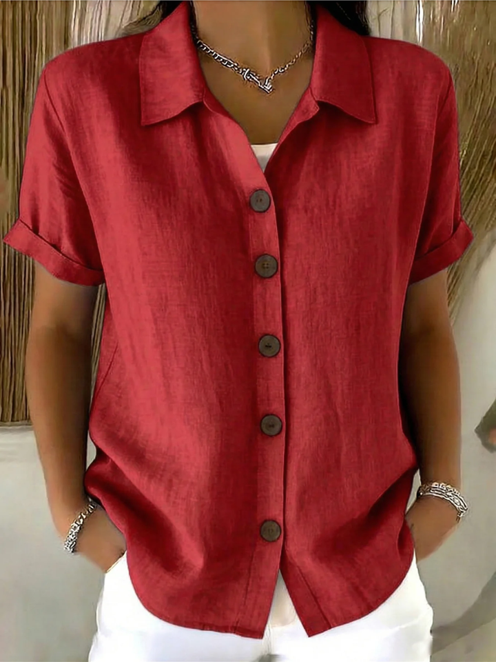 Seraphina - Blouse Classique en Coton à Boutons