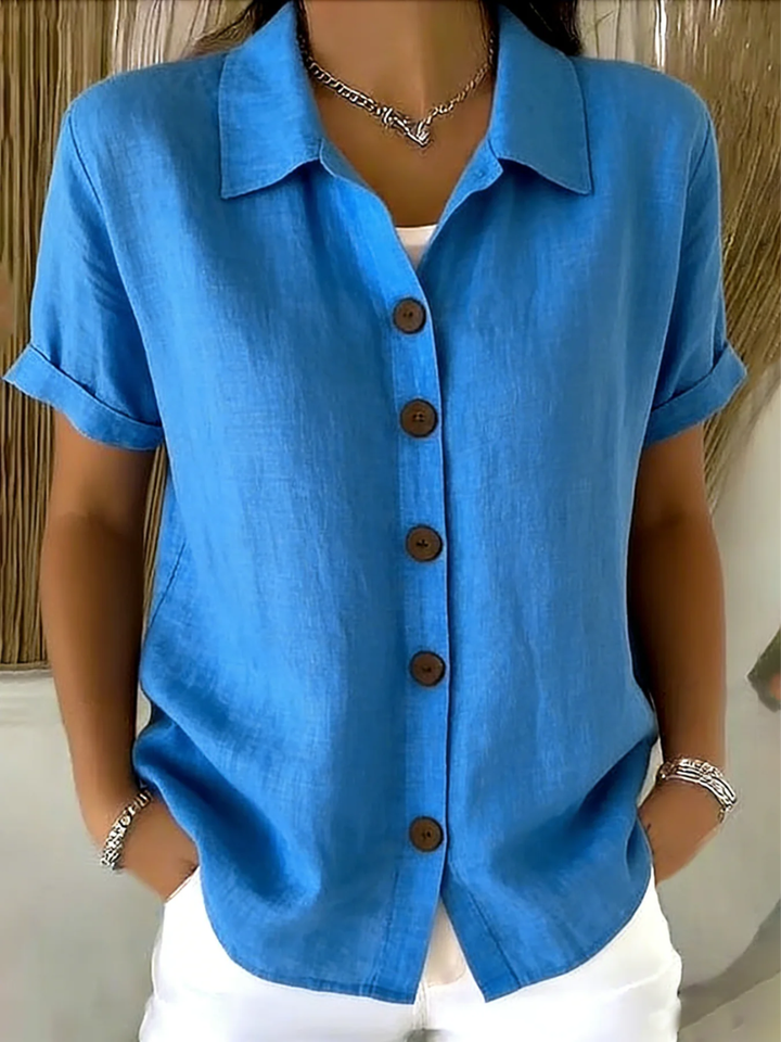 Seraphina - Blouse Classique en Coton à Boutons
