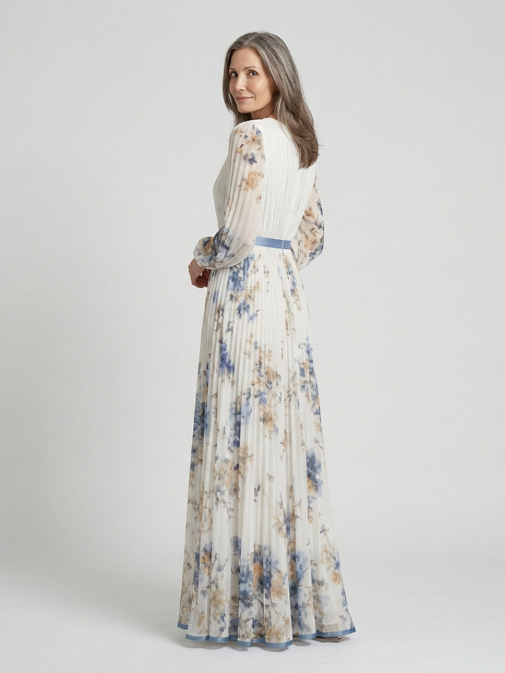 Lacey - Robe Maxi à Manches Longues et Décolleté en V Floral