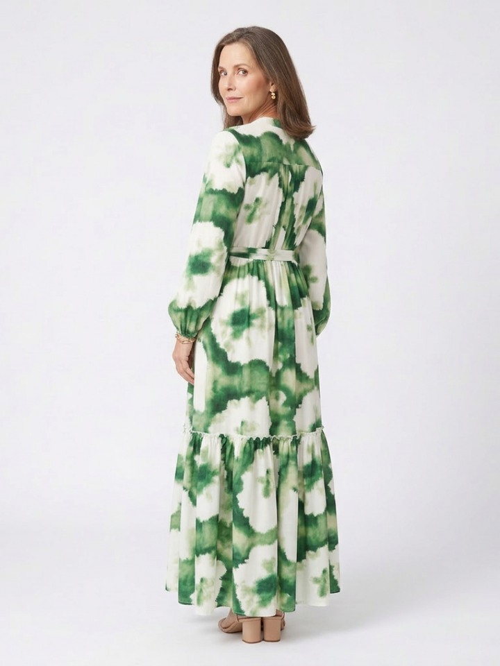 Bianca - Robe Maxi à Manches Longues avec Nœud à la Taille
