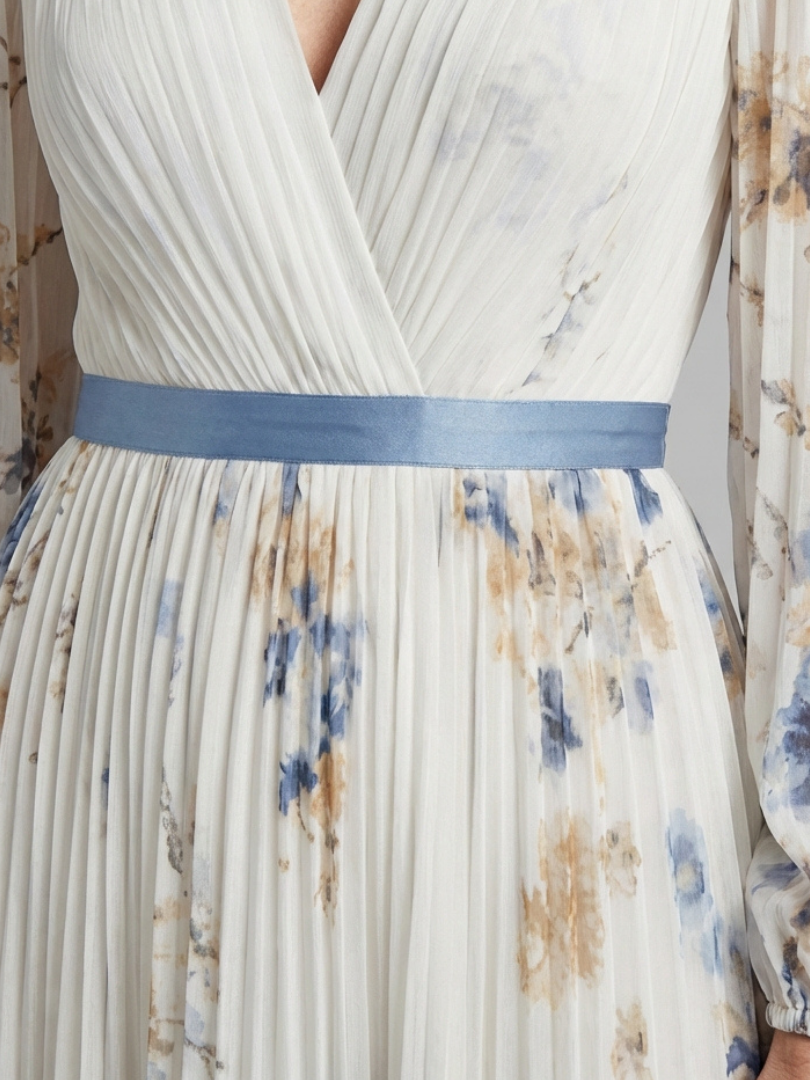 Lacey - Robe Maxi à Manches Longues et Décolleté en V Floral