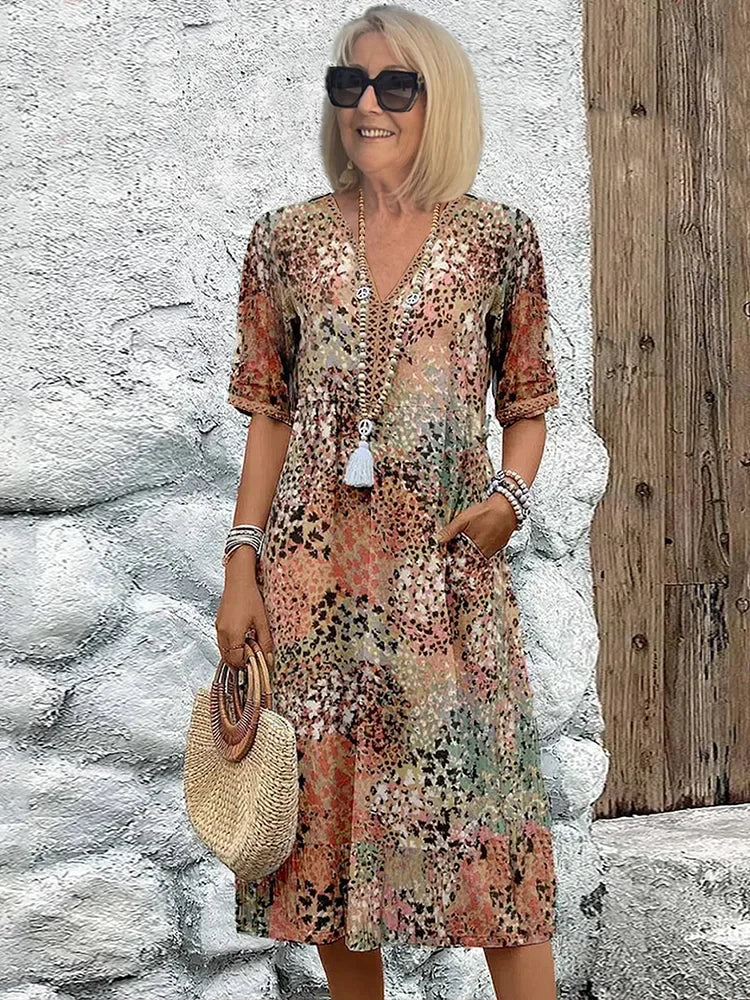 Riley – Robe Midi Légère avec Décolleté en V