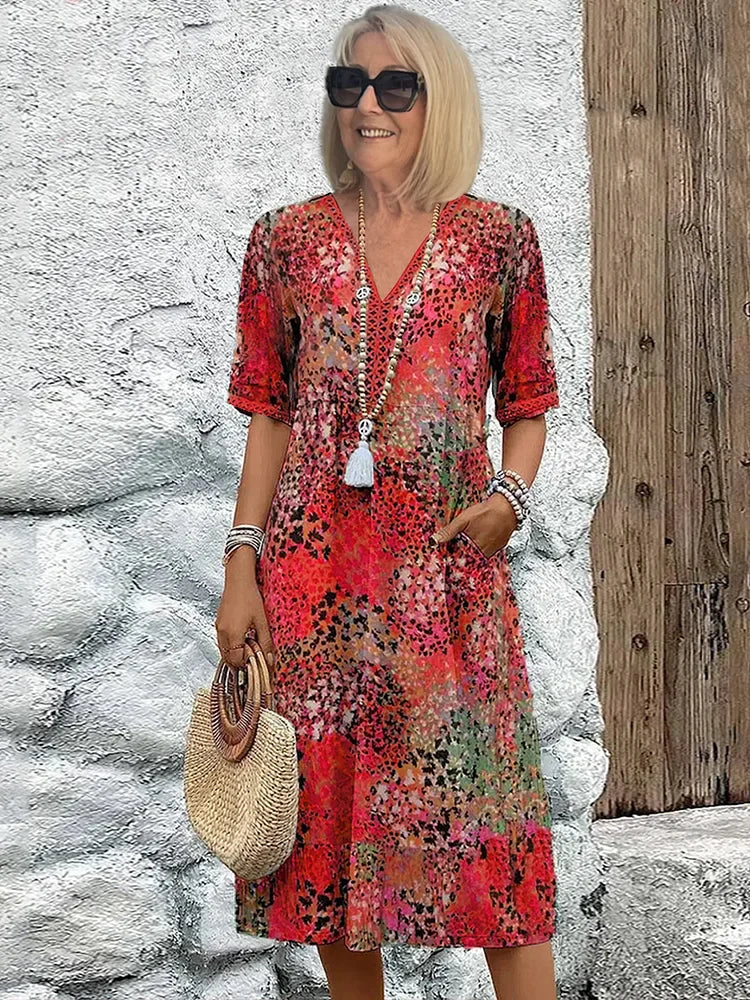 Riley – Robe Midi Légère avec Décolleté en V