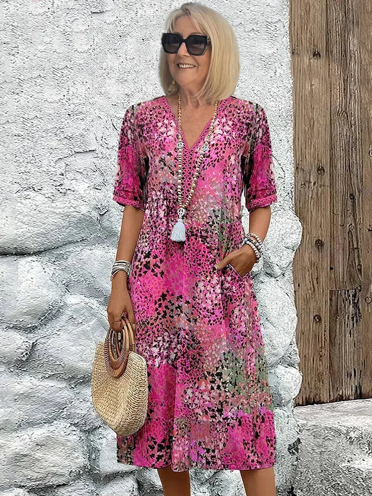 Riley – Robe Midi Légère avec Décolleté en V