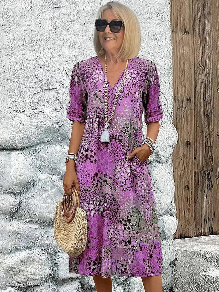 Riley – Robe Midi Légère avec Décolleté en V