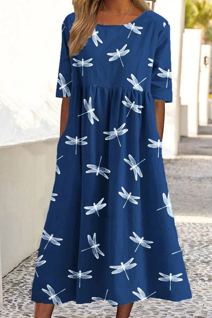 Molina - Robe Midi à Couverture du Ventre en Libellule