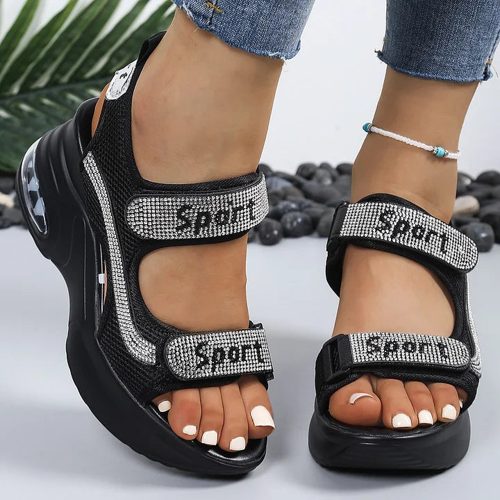 Riane - Sandales orthopédiques à plateforme avec détails en cristal