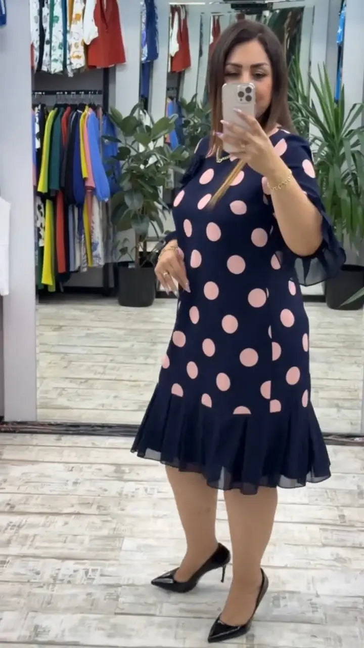 Linna - Robe Midi à Pois Plissée
