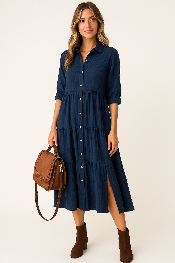 Lena - Robe chemise luxueuse à volants
