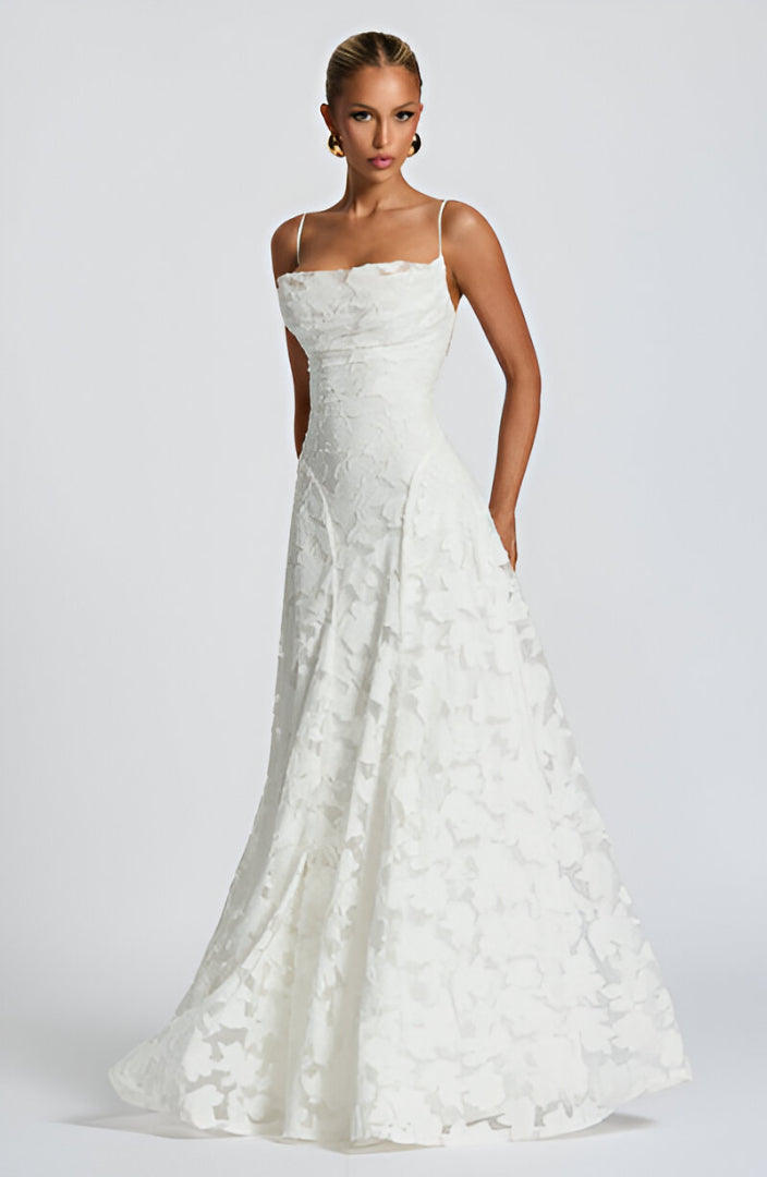 Deena - Robe Bustier en Dentelle Longue