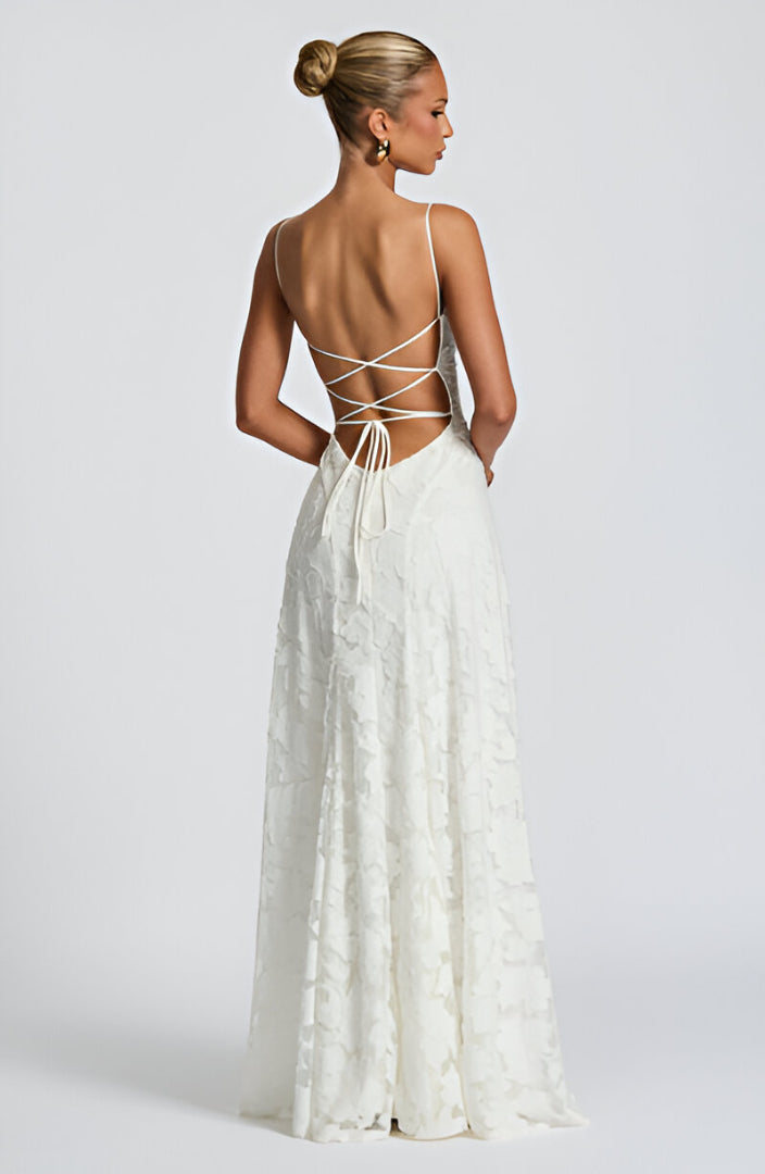 Deena - Robe Bustier en Dentelle Longue