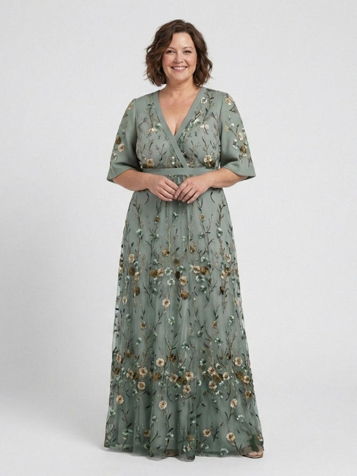 Avril - Robe Maxi Florale à Encolure en V