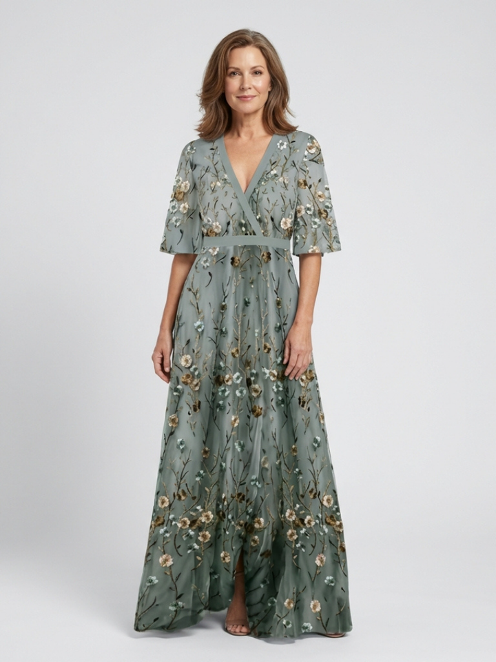 Avril - Robe Maxi Florale à Encolure en V