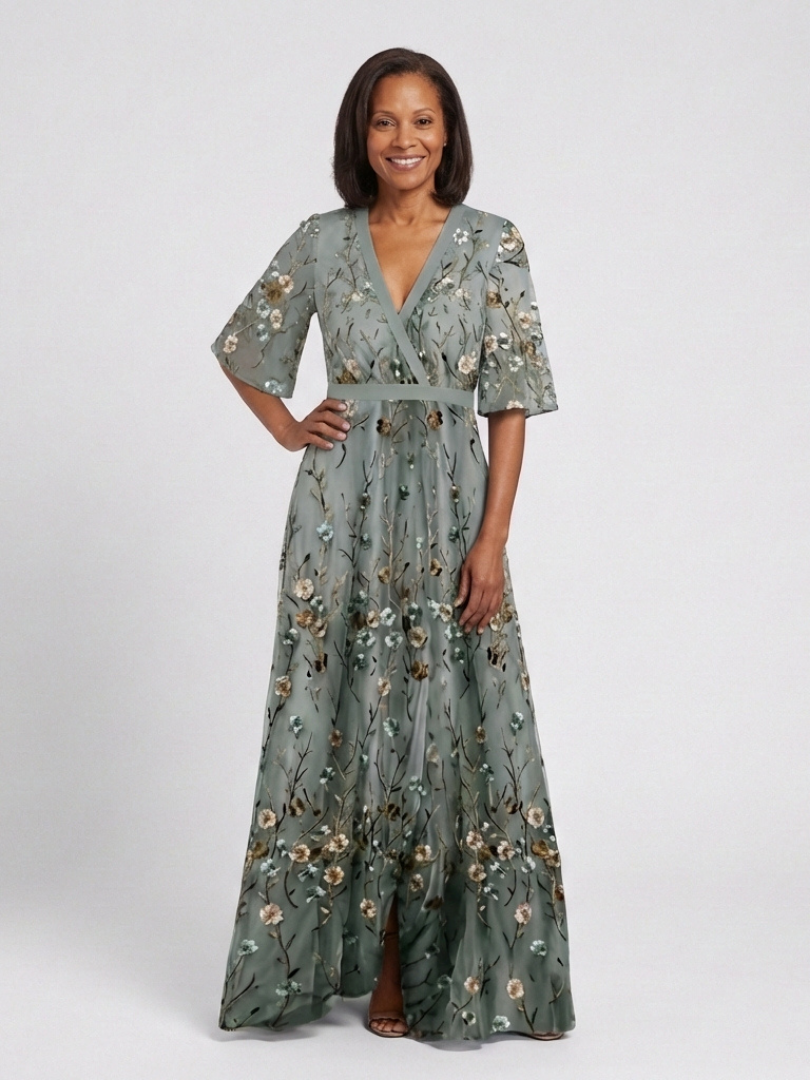 Avril - Robe Maxi Florale à Encolure en V