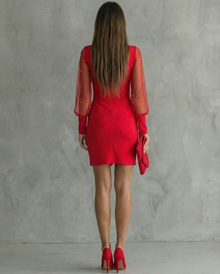 Elena | Robe off-shoulder avec manches longues
