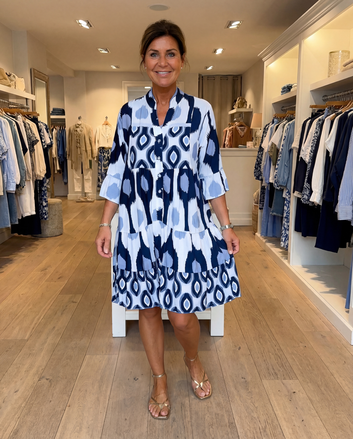 Audrey - Robe Printanière Flottante Cachant le Ventre
