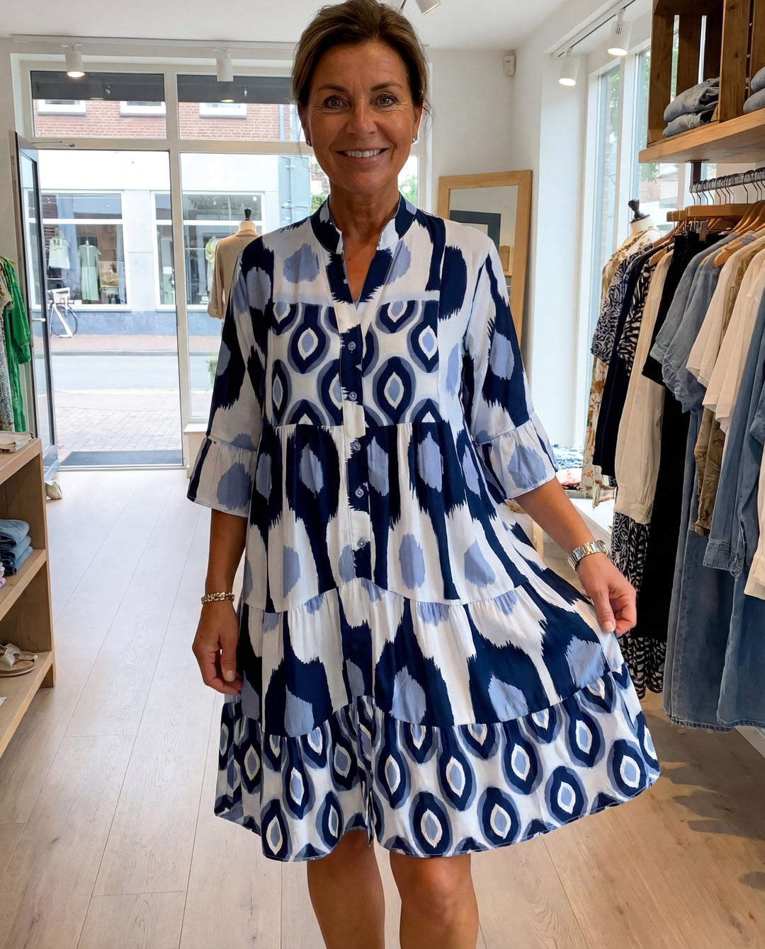 Audrey - Robe Printanière Flottante Cachant le Ventre