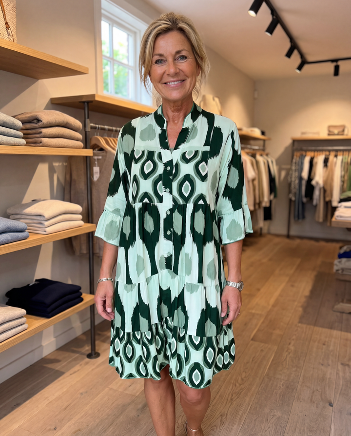 Audrey - Robe Printanière Flottante Cachant le Ventre