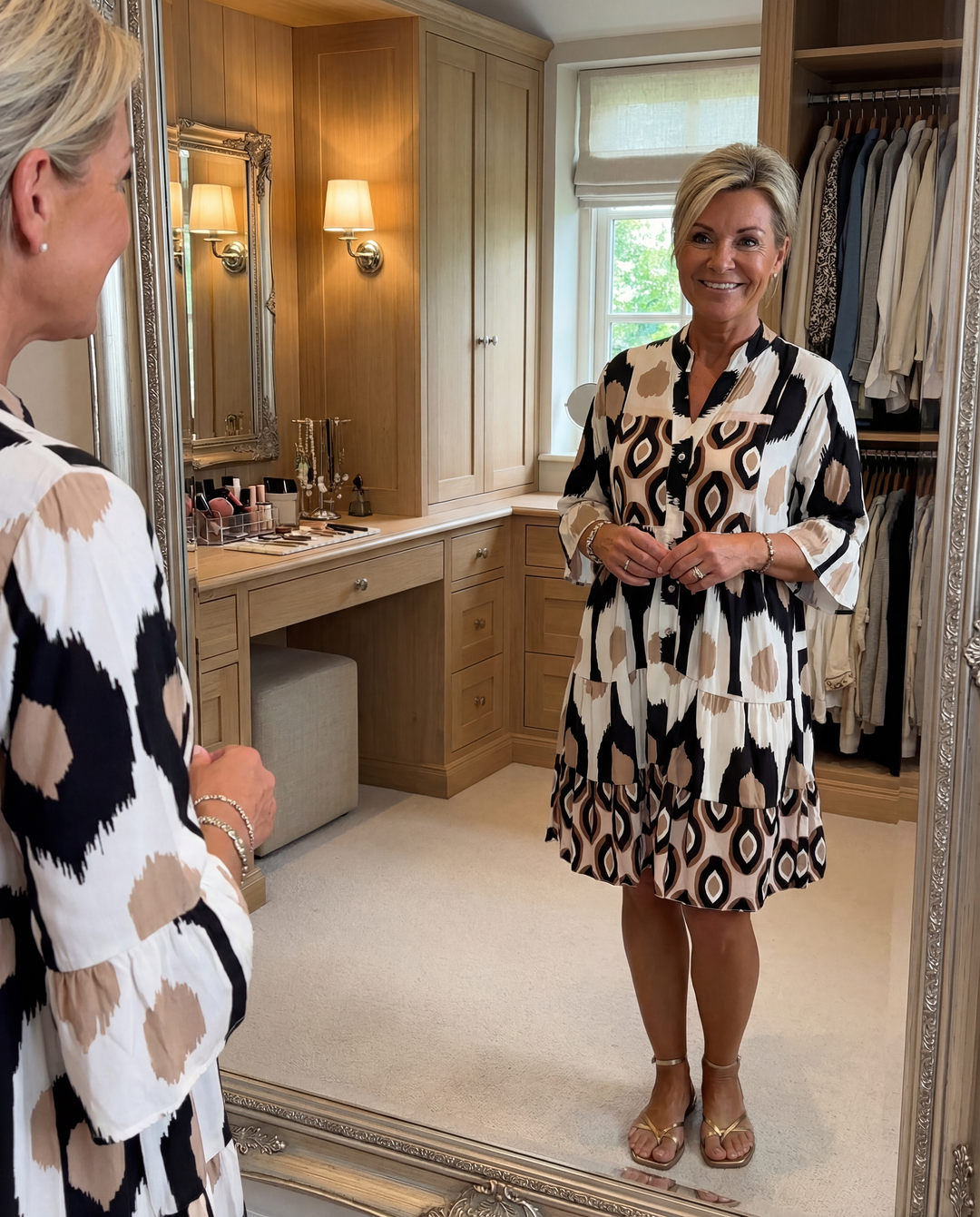 Audrey - Robe Printanière Flottante Cachant le Ventre