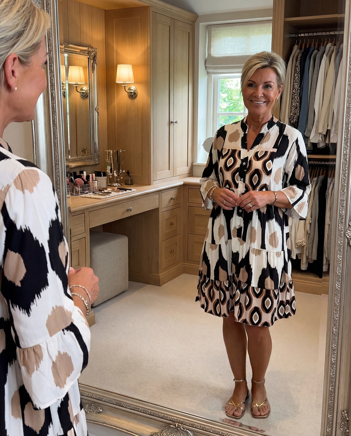 Audrey - Robe Printanière Flottante Cachant le Ventre