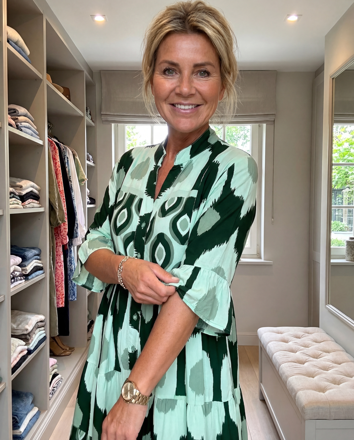 Audrey - Robe Printanière Flottante Cachant le Ventre