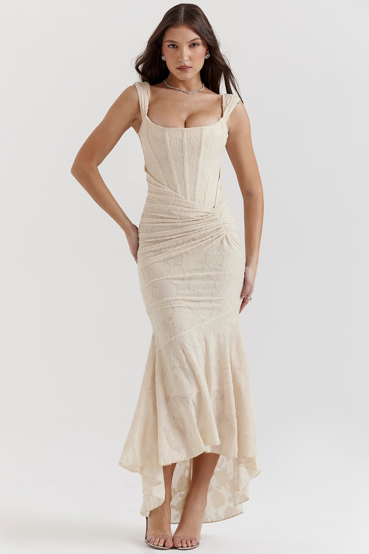 Noemi - Robe Maxi en Dentelle et Drapée