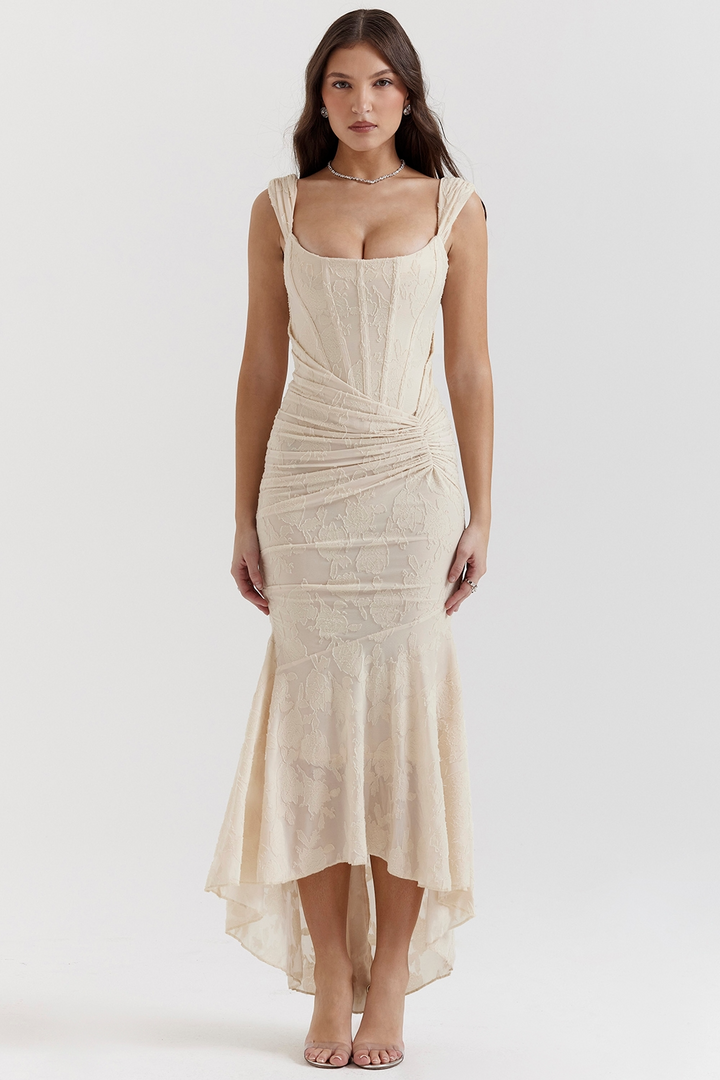 Noemi - Robe Maxi en Dentelle et Drapée