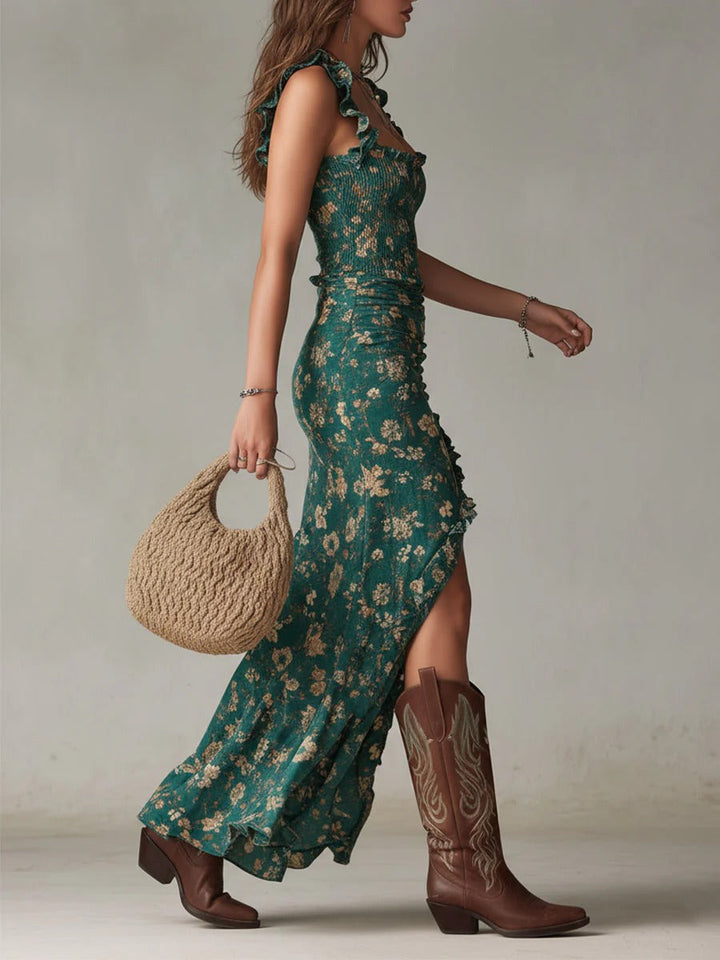Kayla - Robe Maxi Boho Rétro avec Fente