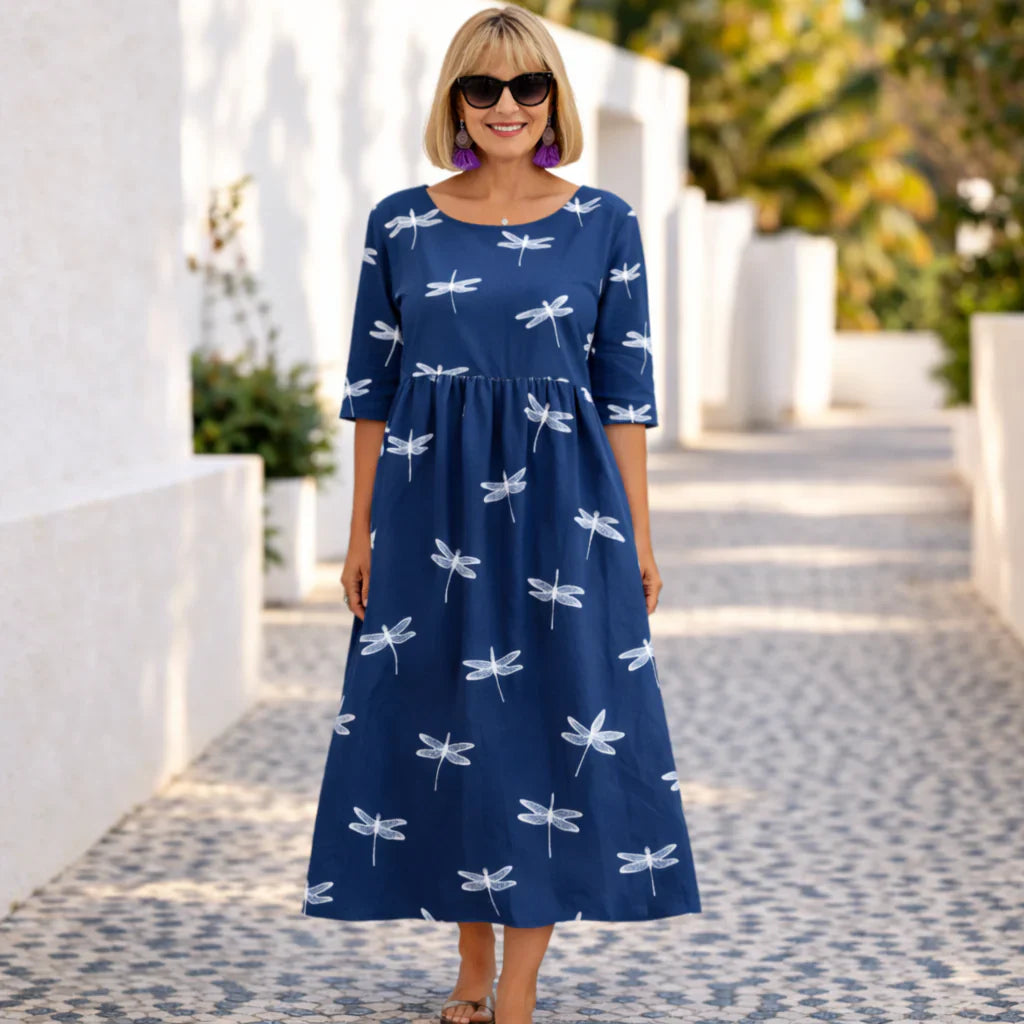Molina - Robe Midi à Couverture du Ventre en Libellule