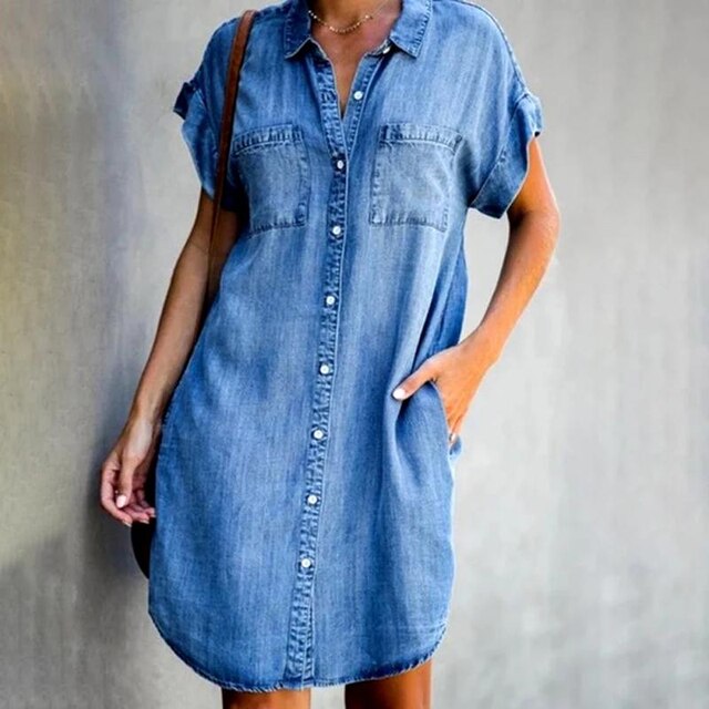 Lena - Robe Chemise en Jean Moderne