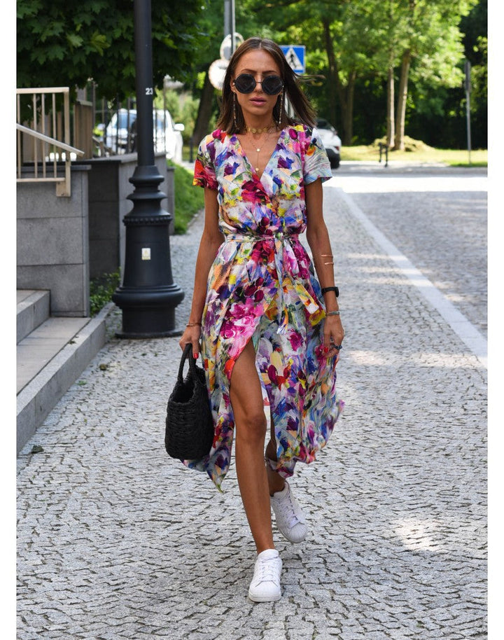 Hailey - Robe Florale Élégante à Col V
