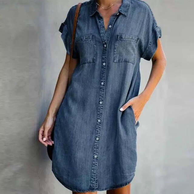 Lena - Robe Chemise en Jean Moderne