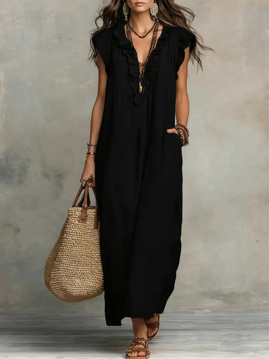 Carmella - Robe Maxi Boho en Lin et Coton