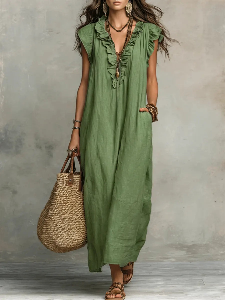 Carmella - Robe Maxi Boho en Lin et Coton