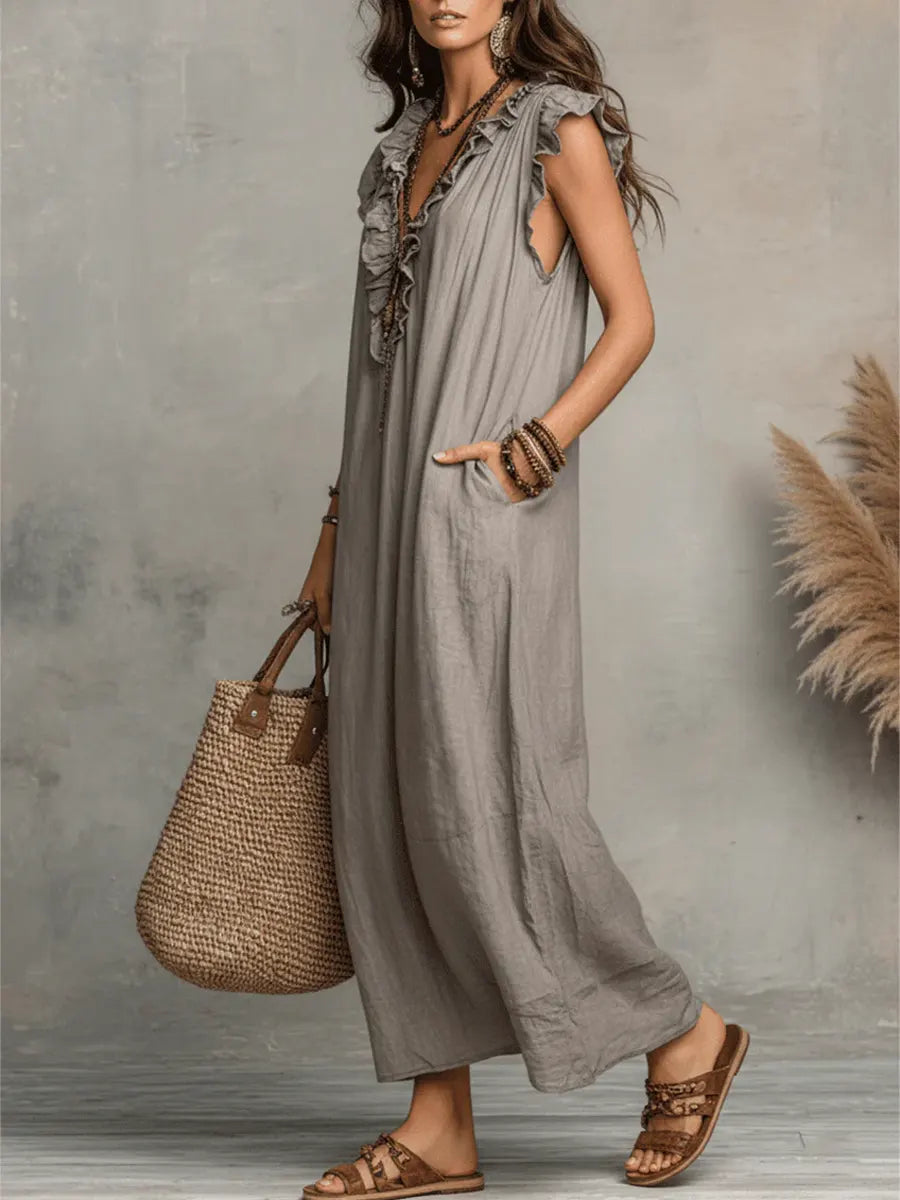 Carmella - Robe Maxi Boho en Lin et Coton