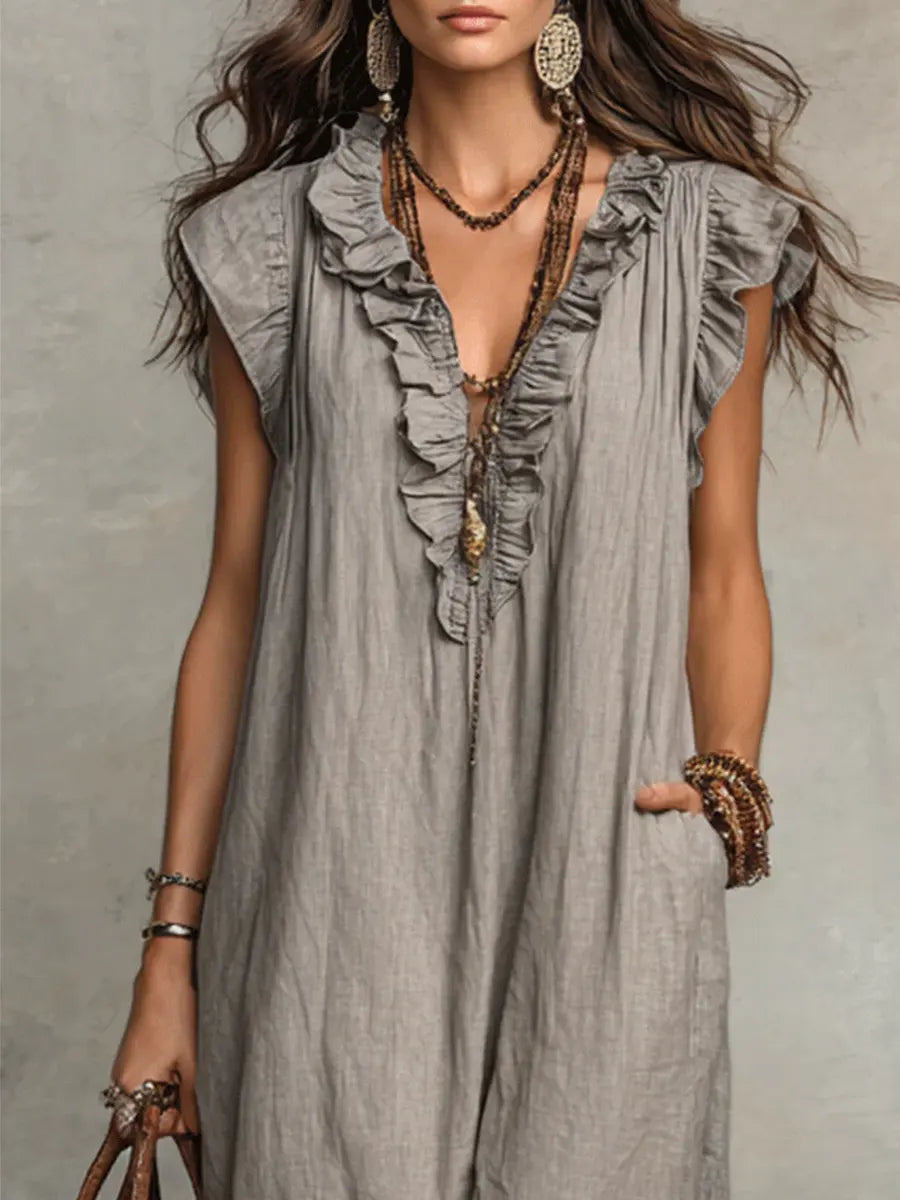 Carmella - Robe Maxi Boho en Lin et Coton