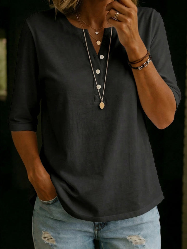 Daisy - T-shirt Henley en coton quotidien