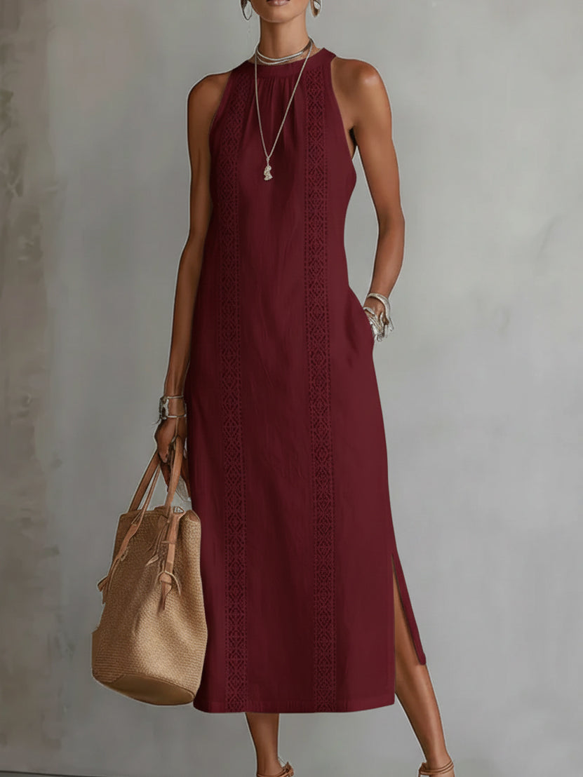 Jimena | Robe Midi avec Col Mao