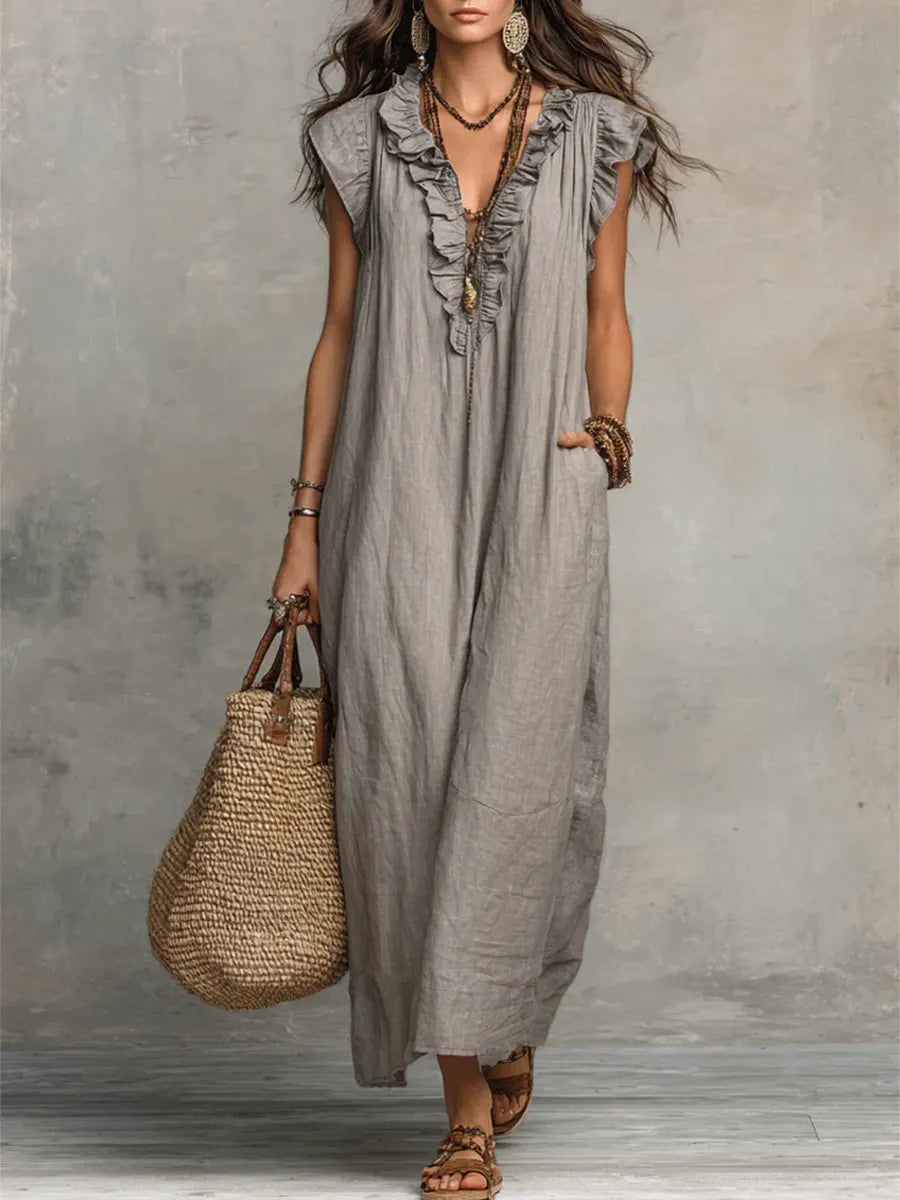 Carmella - Robe Maxi Boho en Lin et Coton
